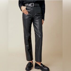 New Reformation x Veda Cynthia Black 100% Lamb Leather Straight leg pants‎ 4